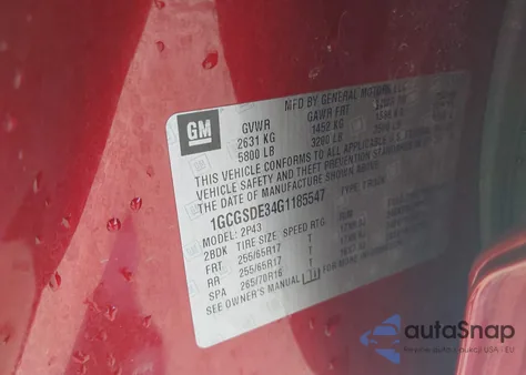 2016 Chevrolet Colorado Z71 из США, поврежденный, VIN 1GCGSDE34G1185547